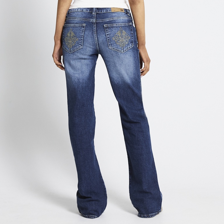 Embroidery bootcut jeans "Paris Embroidery" Y2K Blue